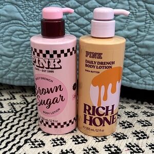 PINK Victoria's Secret Body Lotion Duo - Brown Sugar and Rich Honey NEW